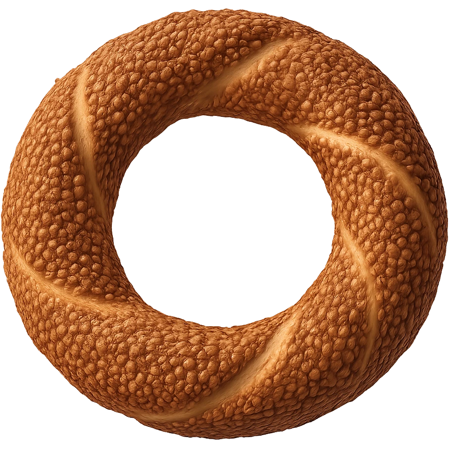 a simit, Turkish sesame bagel, realistic style, showing texture of crust and sesame seeds emoji