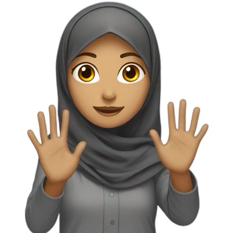 A muslim girl wave her hand emoji