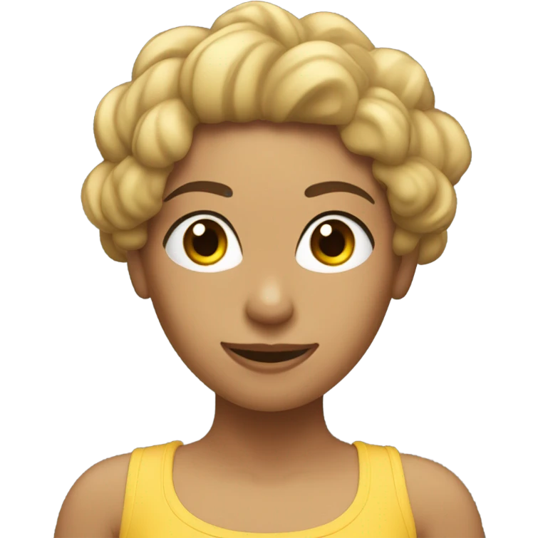 Chica de pelo rizado castaño haciendo pilates  emoji