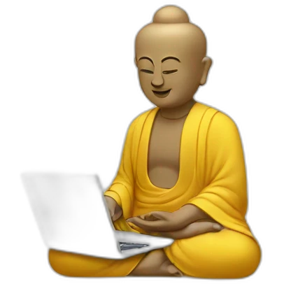 buddha typing on a computer emoji