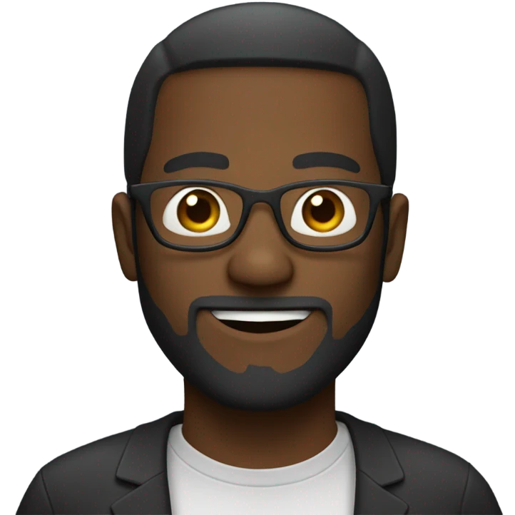 Draw a black man with a light beard, wearing glasses and smiling. emoji