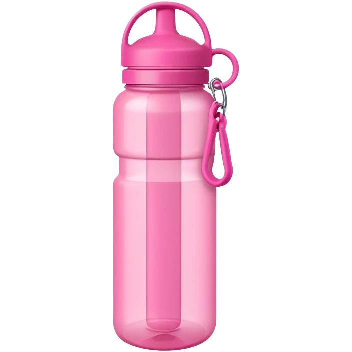 Pink water bottle with pink lid, pink handle strap emoji