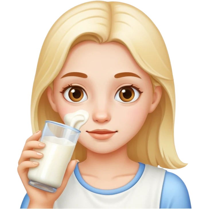 Girl with milk on her face emoji