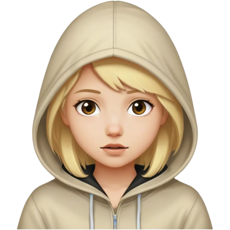 blonde girl in hood meme emoji