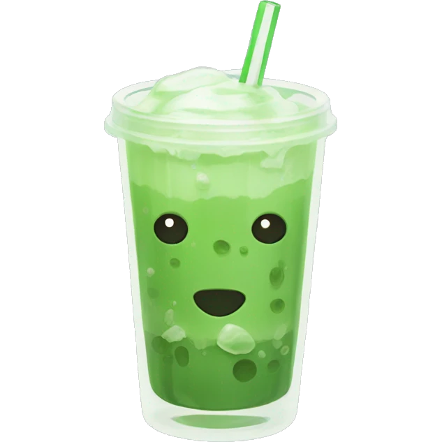 Iced Matcha with Late Art in an aesthetic glas  emoji