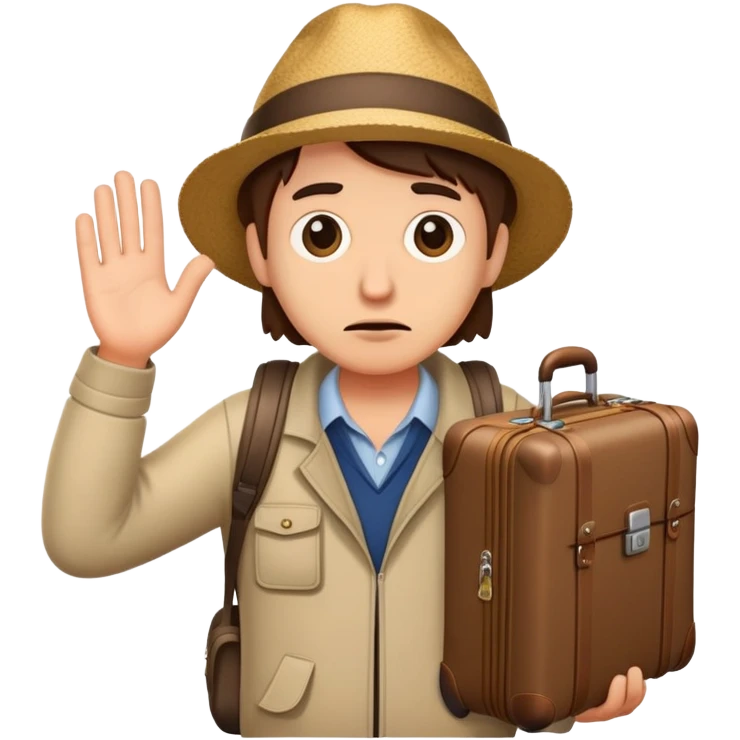 Lost luggage with traveler looking confused emoji