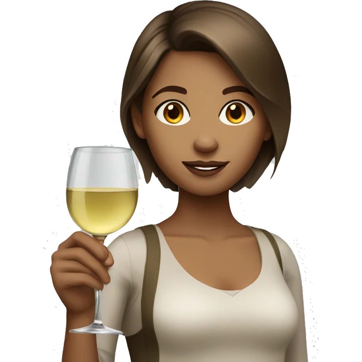 Brown hair girl with white wine emoji