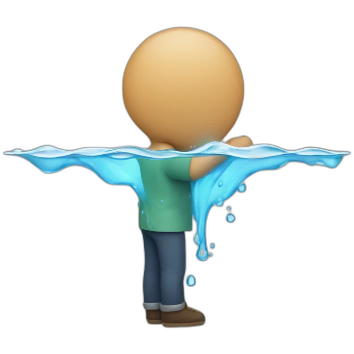 backside of a man looking down pouring water emoji