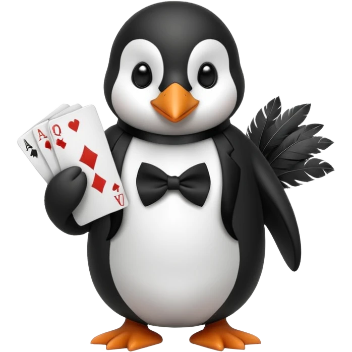 Penguin playing cards emoji