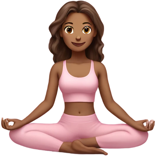 brunette yoga girl light pink clothes n emoji