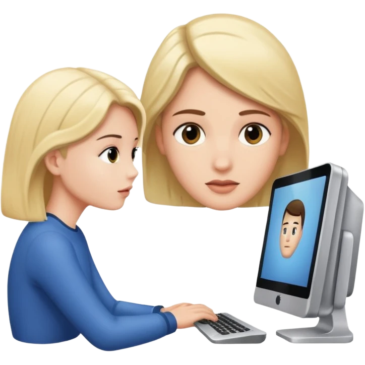 fan idolizing a celebrity figure through a computer emoji