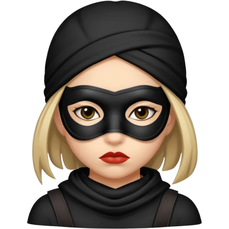 Girl robber wearing mask with pouty eyes emoji