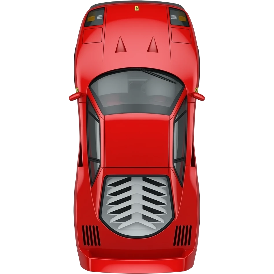 perfect proportions, of a Ferrari F40, top view, in red, emoji