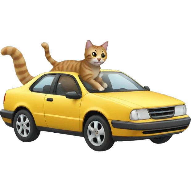 Car flying with a cat emoji