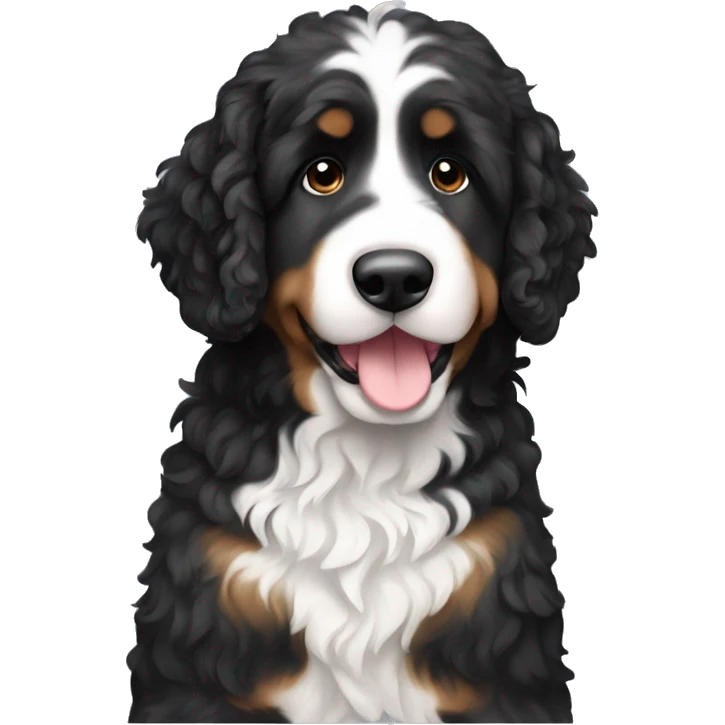 Black and white bernedoodle emoji