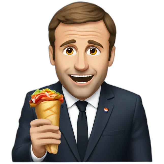 Macron eating kebab emoji