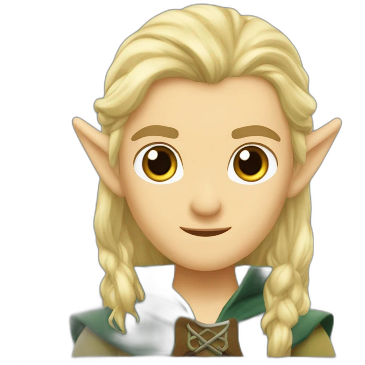Legolas à côté d'une elfe blonde aux yeux bleus emoji