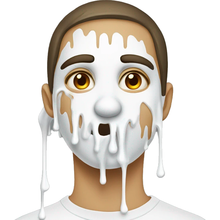 person with white paint dripping their face the mouth emoji