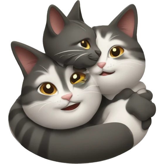 three cats hugging emoji