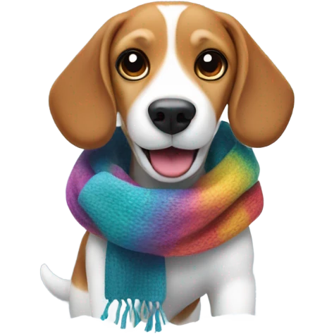 Beagle with winter clothing playing in the snow emoji