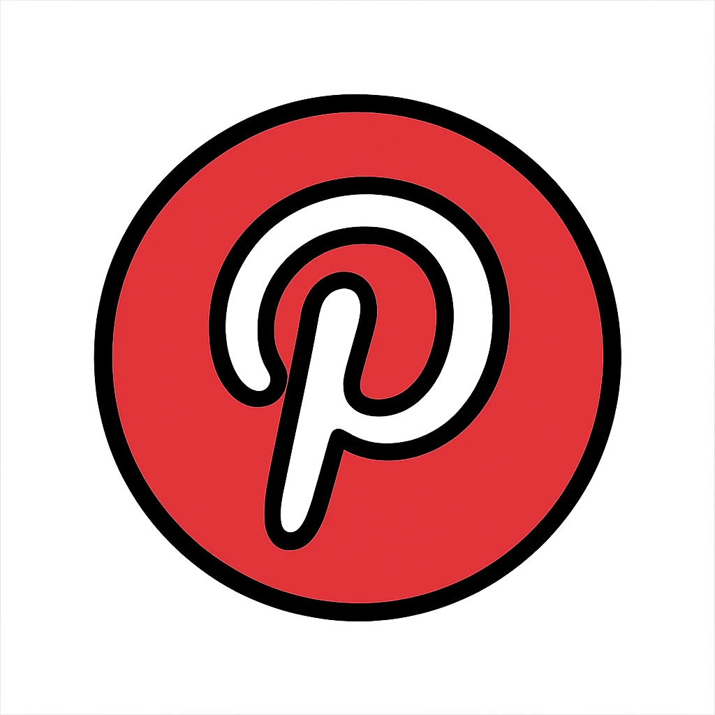 Pinterest logo rounded icon soft edges contemporary look red background white P emoji