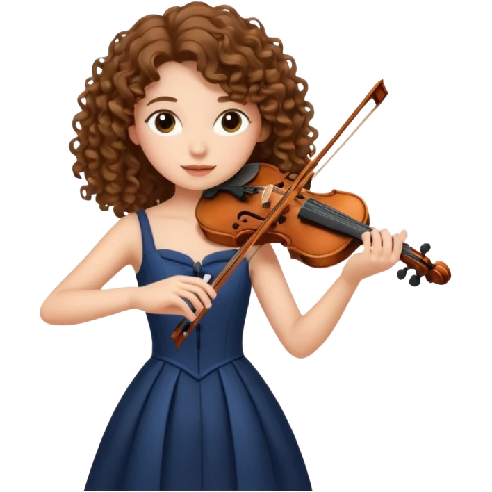 girl with curly brown long hair playing violin emoji