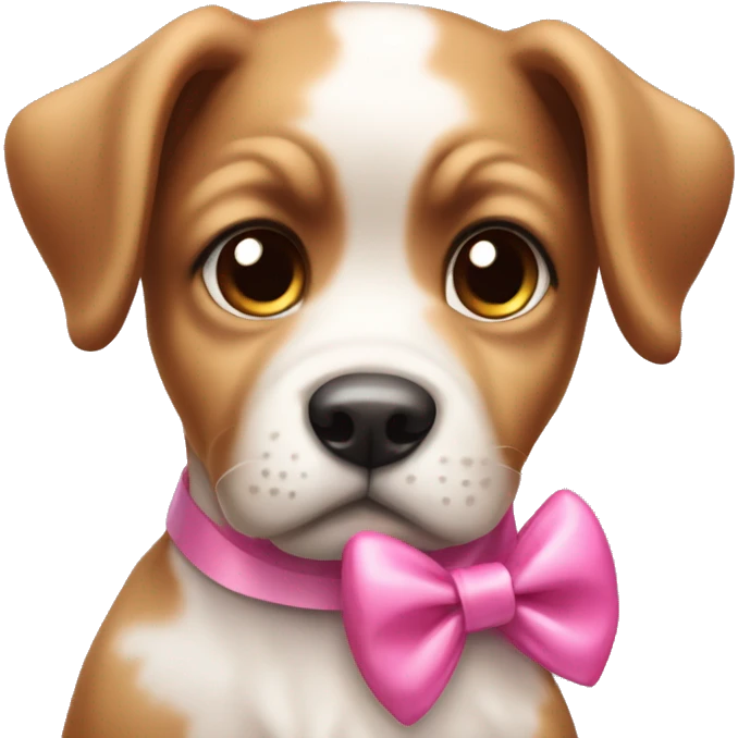puppy dog with pink bow and pout emoji