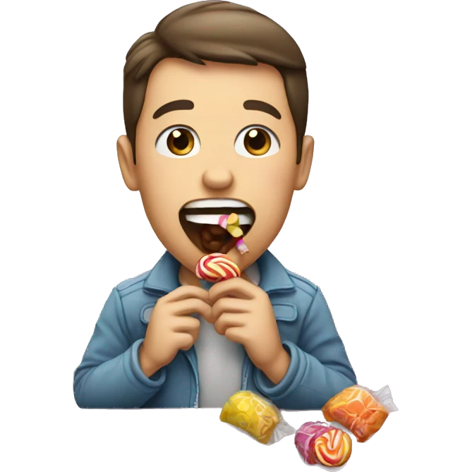person eating a candy emoji