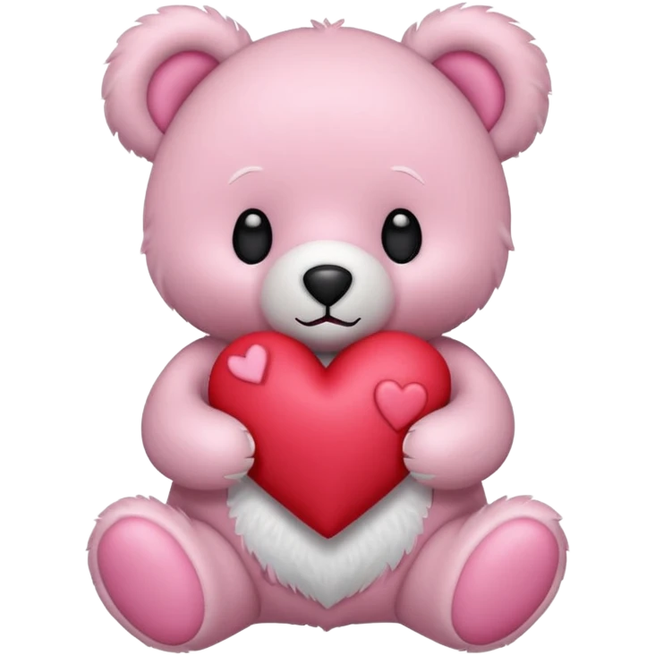 pink pastel teddy bear hold red heart emoji