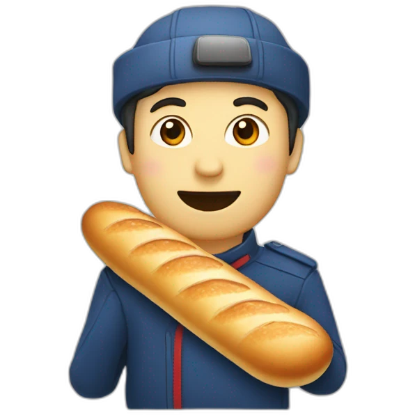 Français avec une baguette de pain emoji