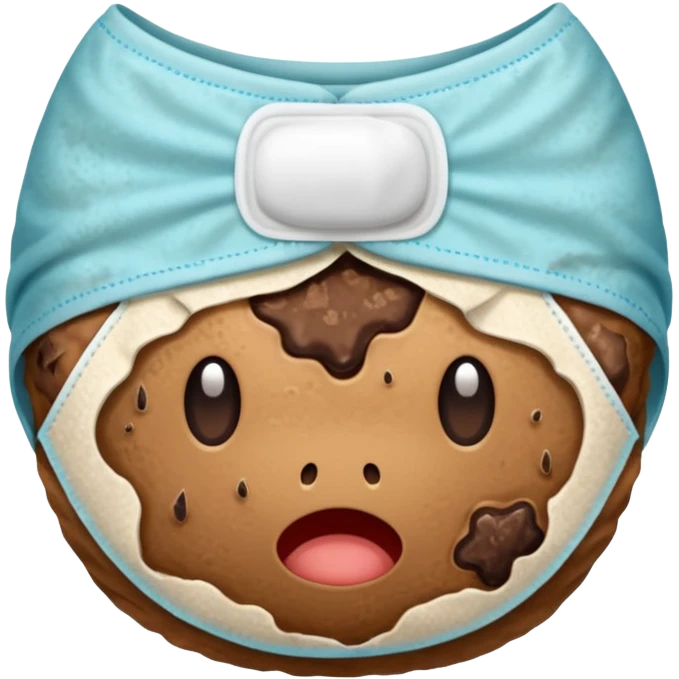 diaper stained with brown smelly poop, clear and simple emoji