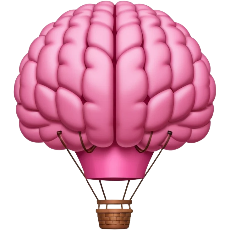 Globo aerostatico con forma de cerebro de color rosa emoji