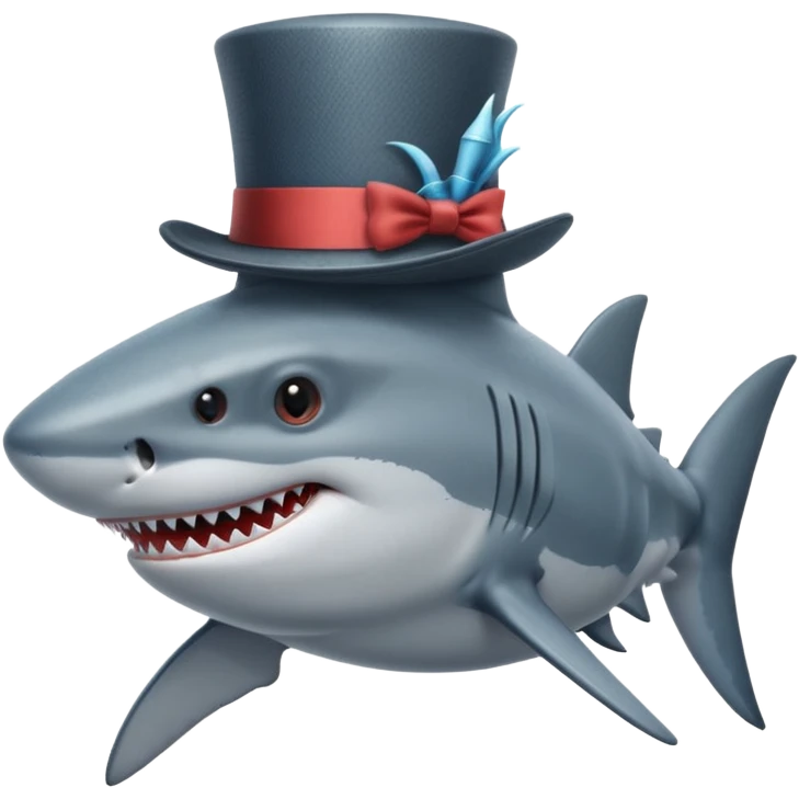 Shark with a top hat emoji