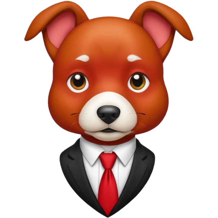 red dog with white tie,red shirt emoji