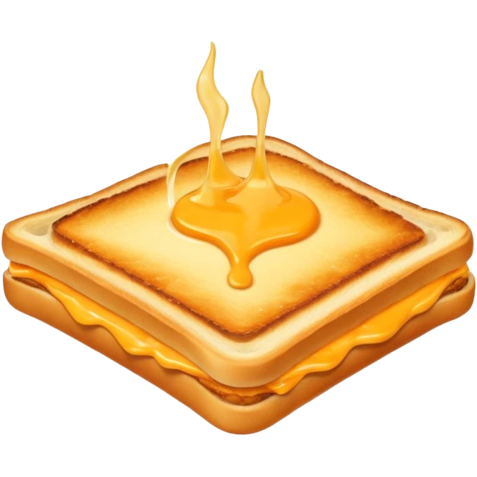 a toastie with melted cheese on the rim and an orange hat emoji