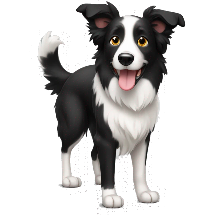 Short haired Border Collie with standing ears Black white  emoji