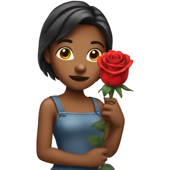 A girl holding a rose  emoji
