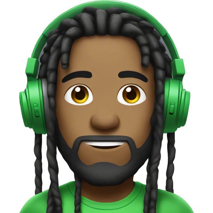 a streamer with dreads and green headphones emoji