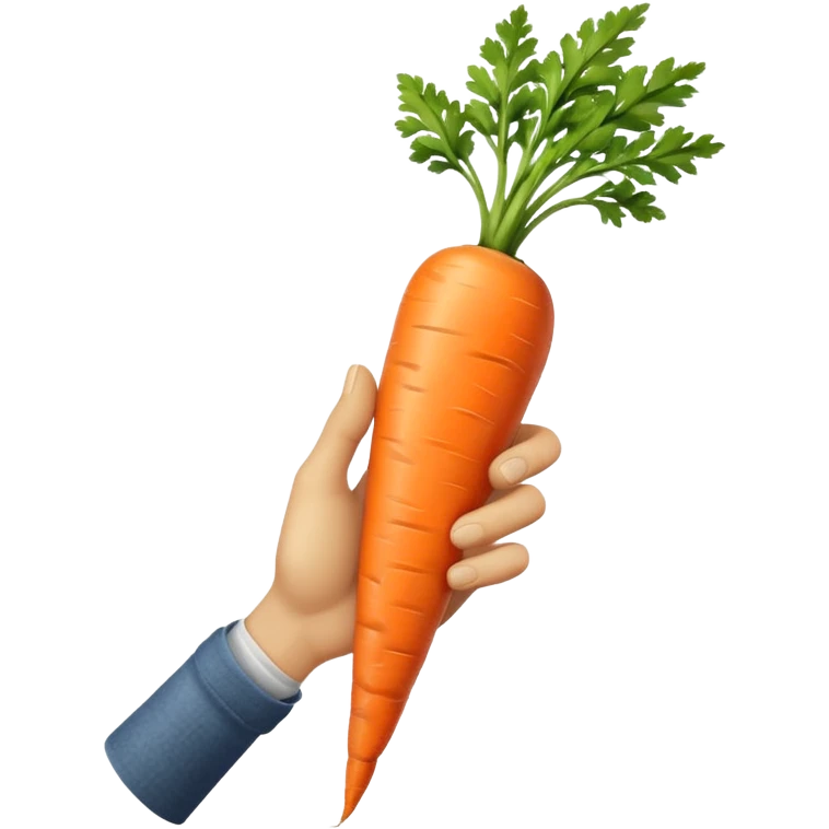 beige skin colored hand holding a long skinny carrot emoji