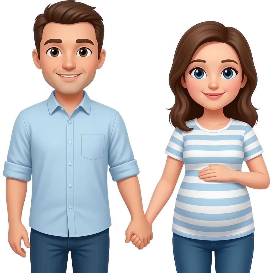 Hombre y mujer embarazada agarrados de la mano emoji