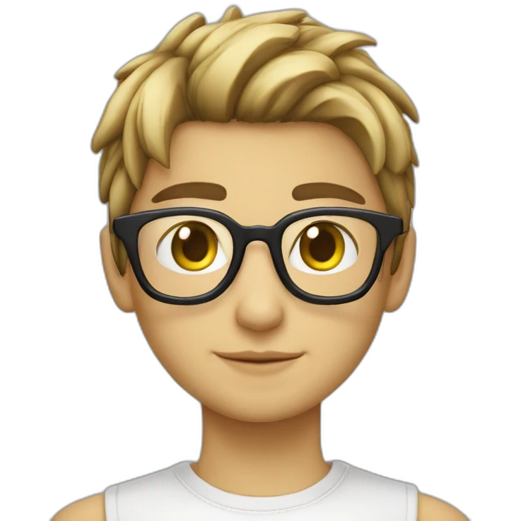 joven piel blanca gafas y gato emoji