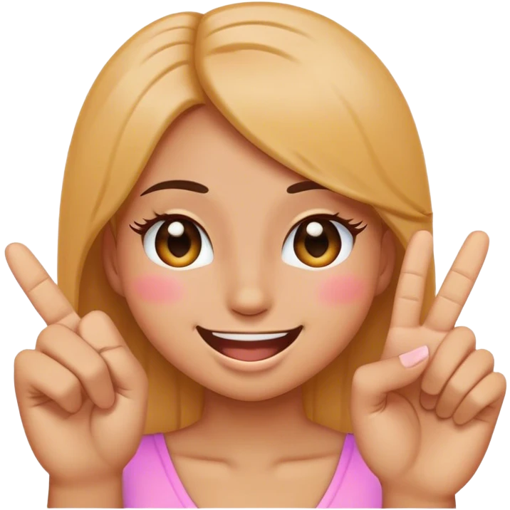 Girly emoji with eyelashes smiling with eyes closed and holding up the middle finger emoji