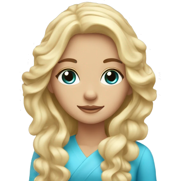 blonde girl with long wavy hair and blue eyes spa with headtowel on emoji