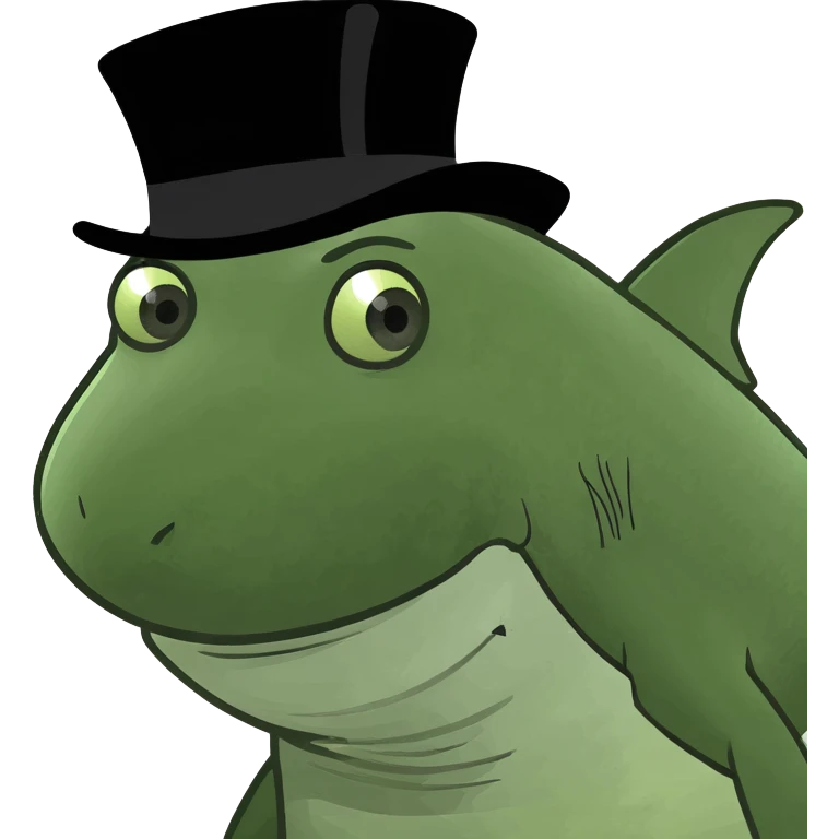 Shark with a top hat emoji