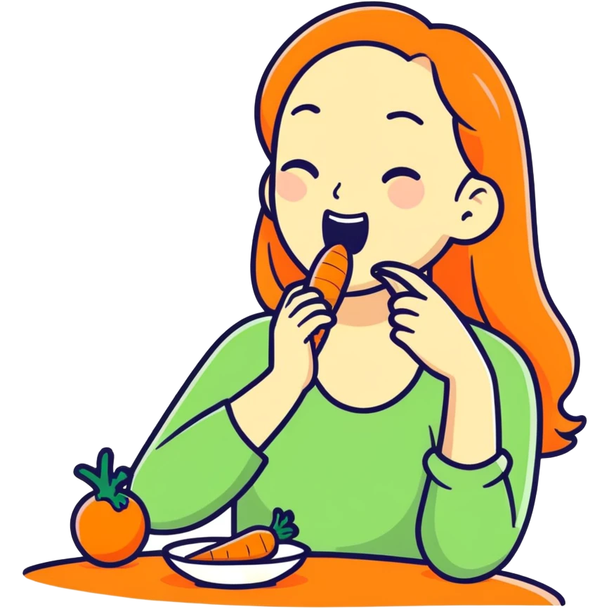 Woman eat carrot emoji