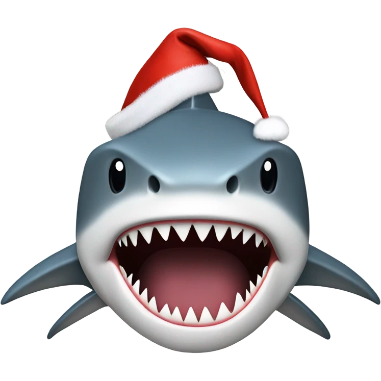 Shark wearing a Santa Claus hat ￼ emoji
