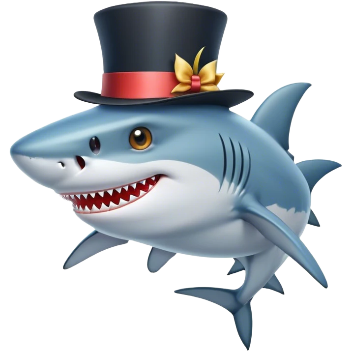 Shark with a top hatt emoji