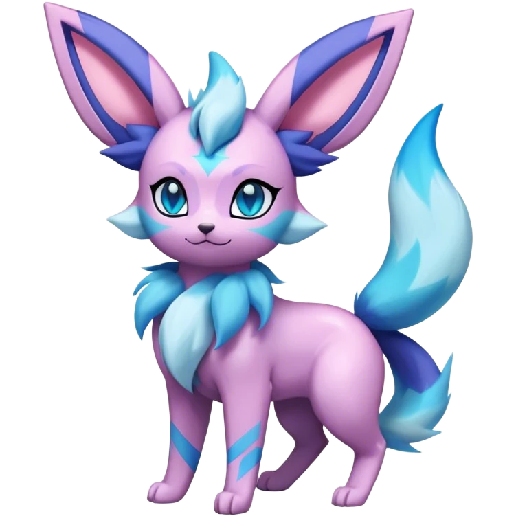 Futuristic Fluffy Celestial Magical Ethereal Fantasy-Glaceon-Espeon-Sylveon-Umbreon-hybrid, full bod emoji