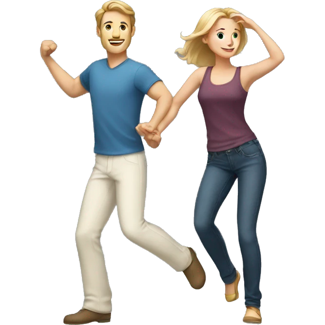 White Man and white woman dancing normal clothes emoji