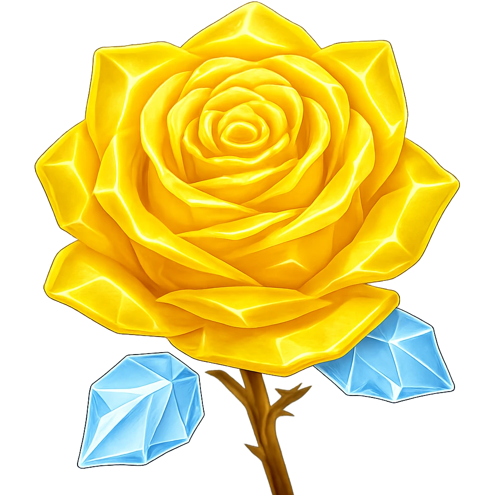 Make the rose made of ice yellow in the style of emoji, keeping the emoji style look and no background. emoji